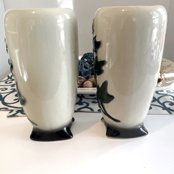 Vintage 1950’s Pair Royal Copley English Ivy Mid-Century Modern Pottery Vases - Picture 5 of 10